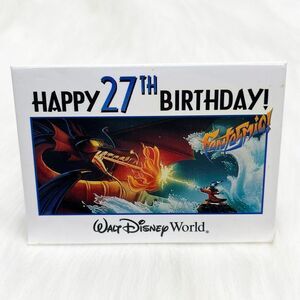 🔮 5/$25 Vintage Disney World Happy 27th Birthday‎ Sorcerer Mickey Fantasia Pin